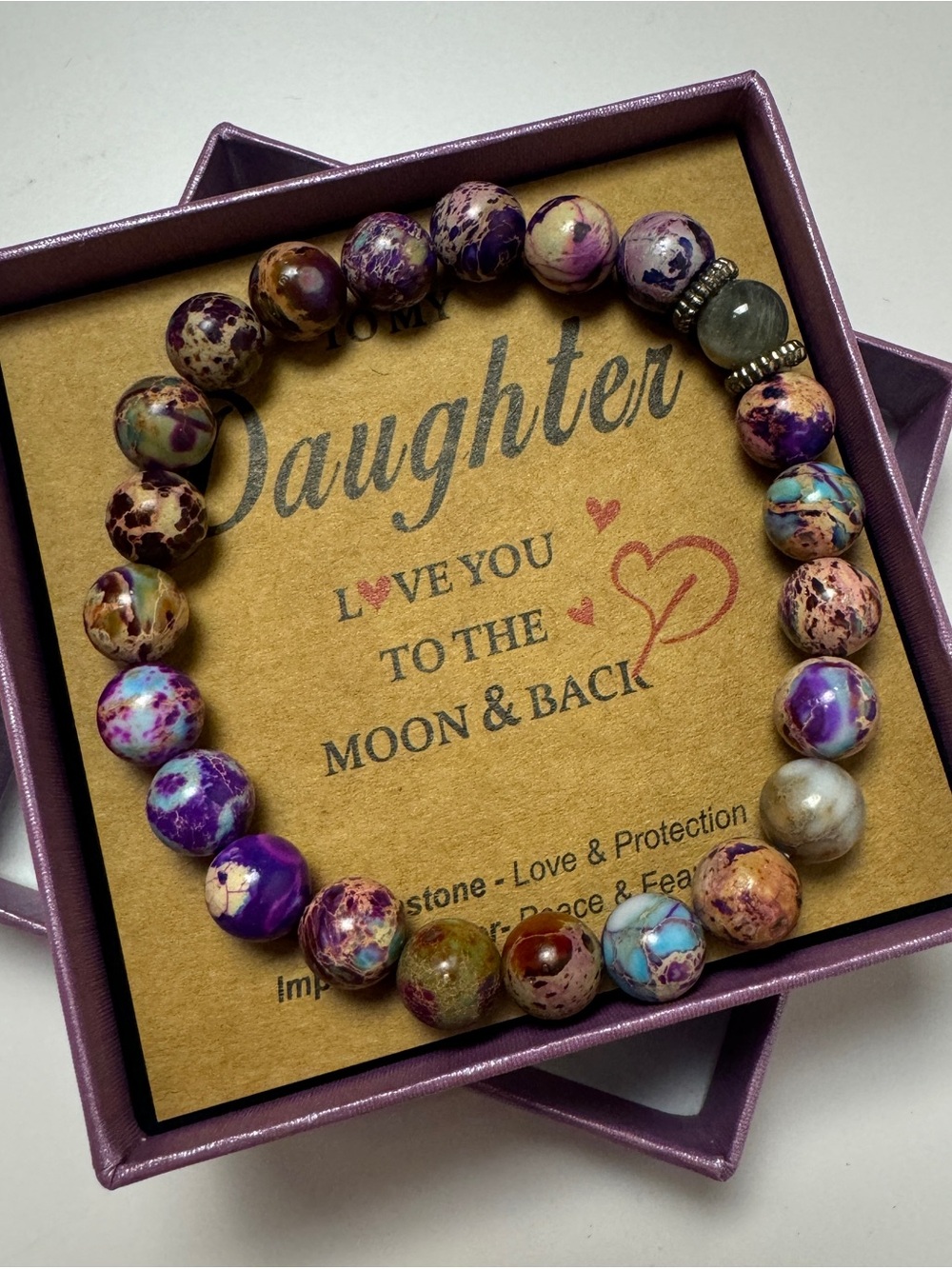 Daughter “Love You to the Moon & Back” Beaded Bracelet NWT